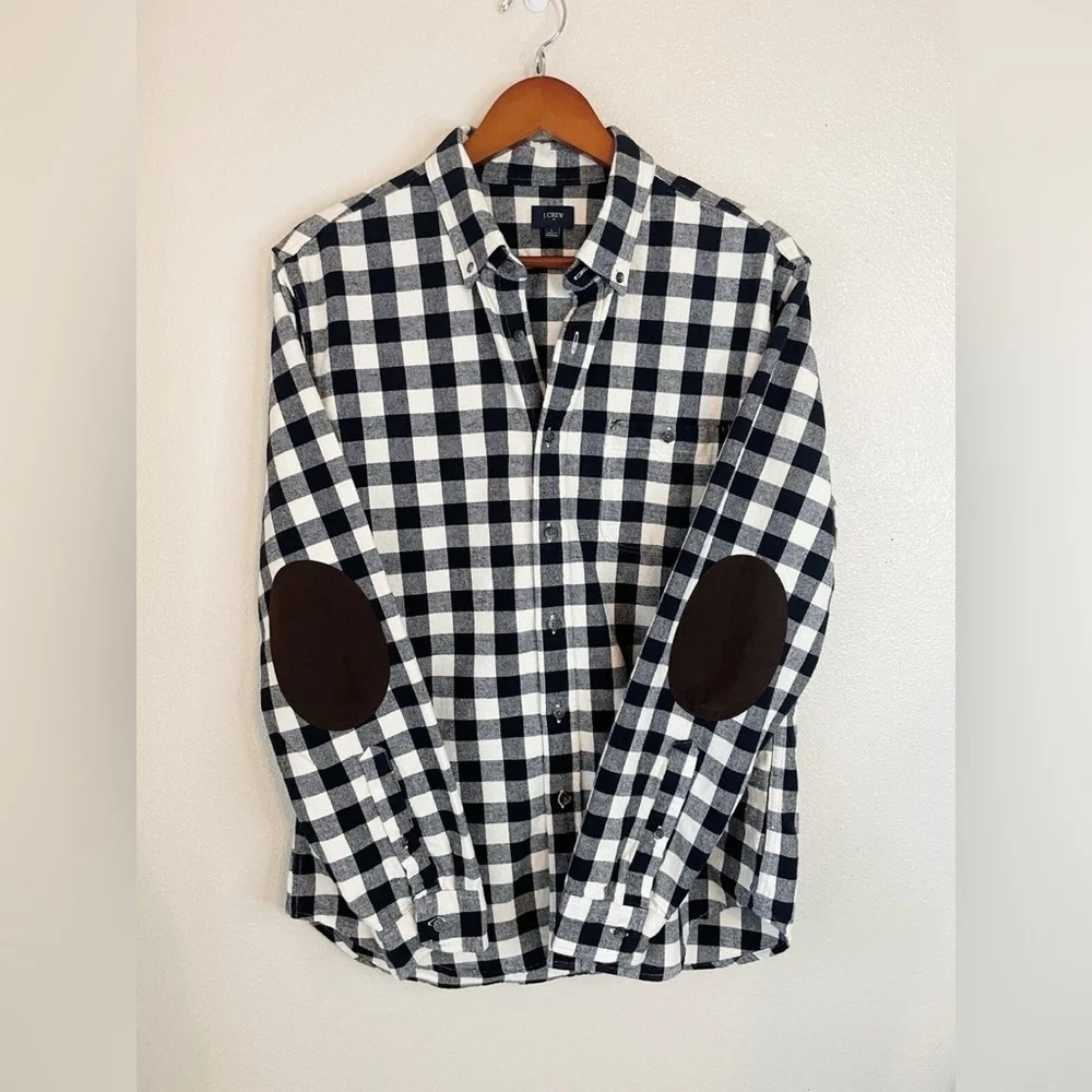 J.Crew Long Sleeve Men's Button Down Shirt With Sleeve Patches XXL